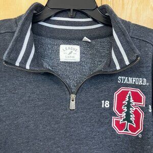 League Mens Stanford University 1/4 Zip Embroidered Sweater Large Gray SP EXC